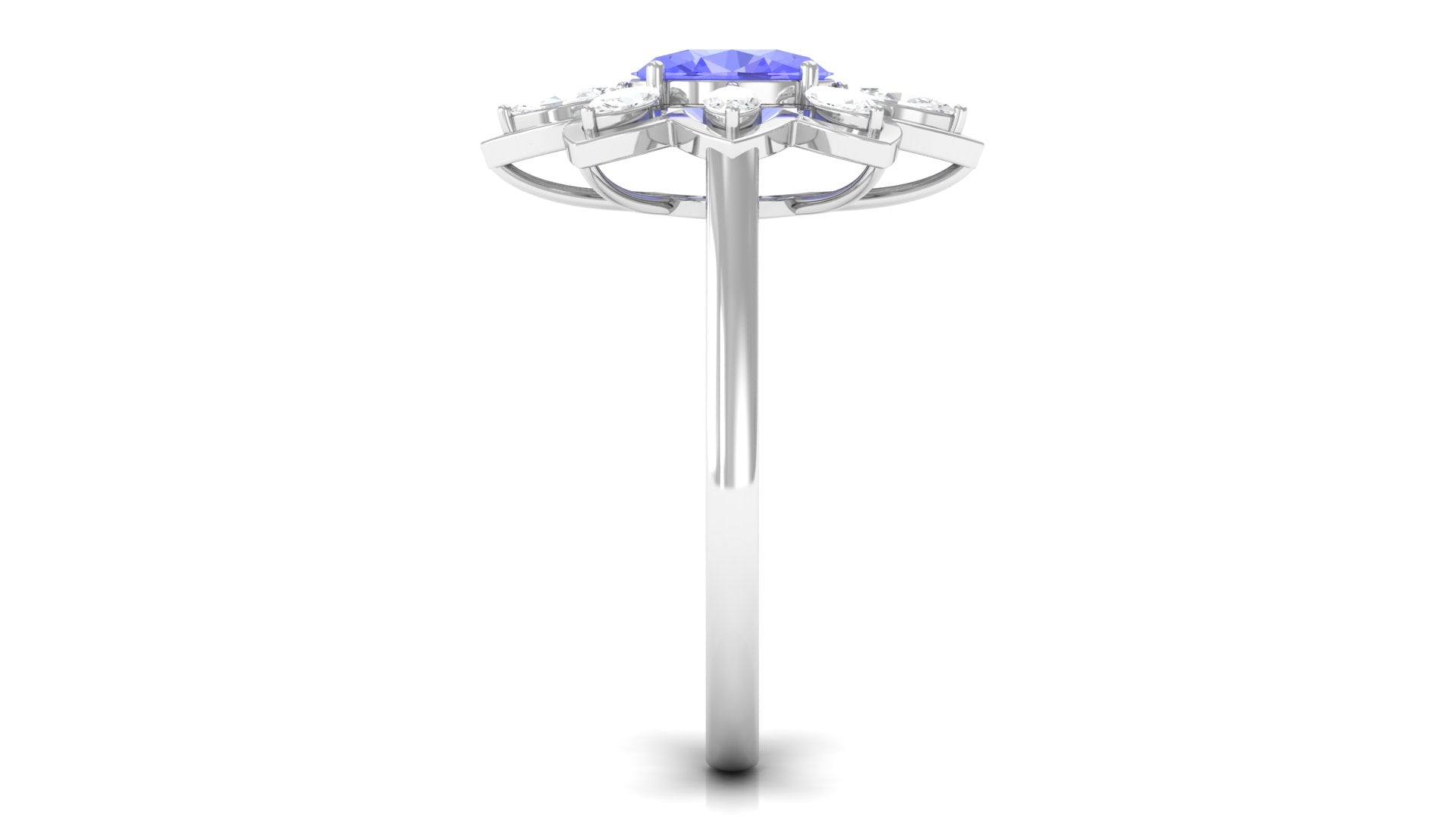 1.5 CT Oval Cut Tanzanite and Moissanite Flower Cocktail Ring Tanzanite - ( AAA ) - Quality - Rosec Jewels