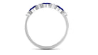 Simple Blue Sapphire and Diamond Half Eternity Band Ring Blue Sapphire - ( AAA ) - Quality - Rosec Jewels