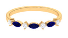 Simple Blue Sapphire and Diamond Half Eternity Band Ring Blue Sapphire - ( AAA ) - Quality - Rosec Jewels