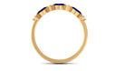 Simple Blue Sapphire and Diamond Half Eternity Band Ring Blue Sapphire - ( AAA ) - Quality - Rosec Jewels