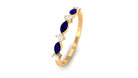 Simple Blue Sapphire and Diamond Half Eternity Band Ring Blue Sapphire - ( AAA ) - Quality - Rosec Jewels