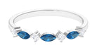 London Blue Topaz Semi Eternity Ring with Diamond London Blue Topaz - ( AAA ) - Quality - Rosec Jewels