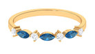 London Blue Topaz Semi Eternity Ring with Diamond London Blue Topaz - ( AAA ) - Quality - Rosec Jewels