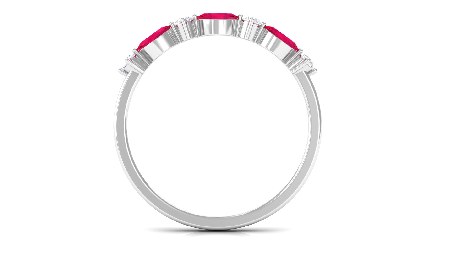 Simple Ruby and Diamond Half Eternity Ring Ruby - ( AAA ) - Quality - Rosec Jewels