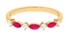 Simple Ruby and Diamond Half Eternity Ring Ruby - ( AAA ) - Quality - Rosec Jewels