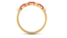 Simple Ruby and Diamond Half Eternity Ring Ruby - ( AAA ) - Quality - Rosec Jewels