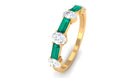 Certified Emerald Half Eternity Ring with Diamond Emerald - ( AAA ) - Quality - Rosec Jewels