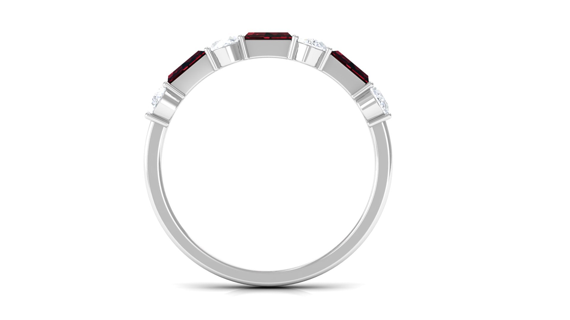 Pure Garnet and Diamond Half Eternity Ring Garnet - ( AAA ) - Quality - Rosec Jewels