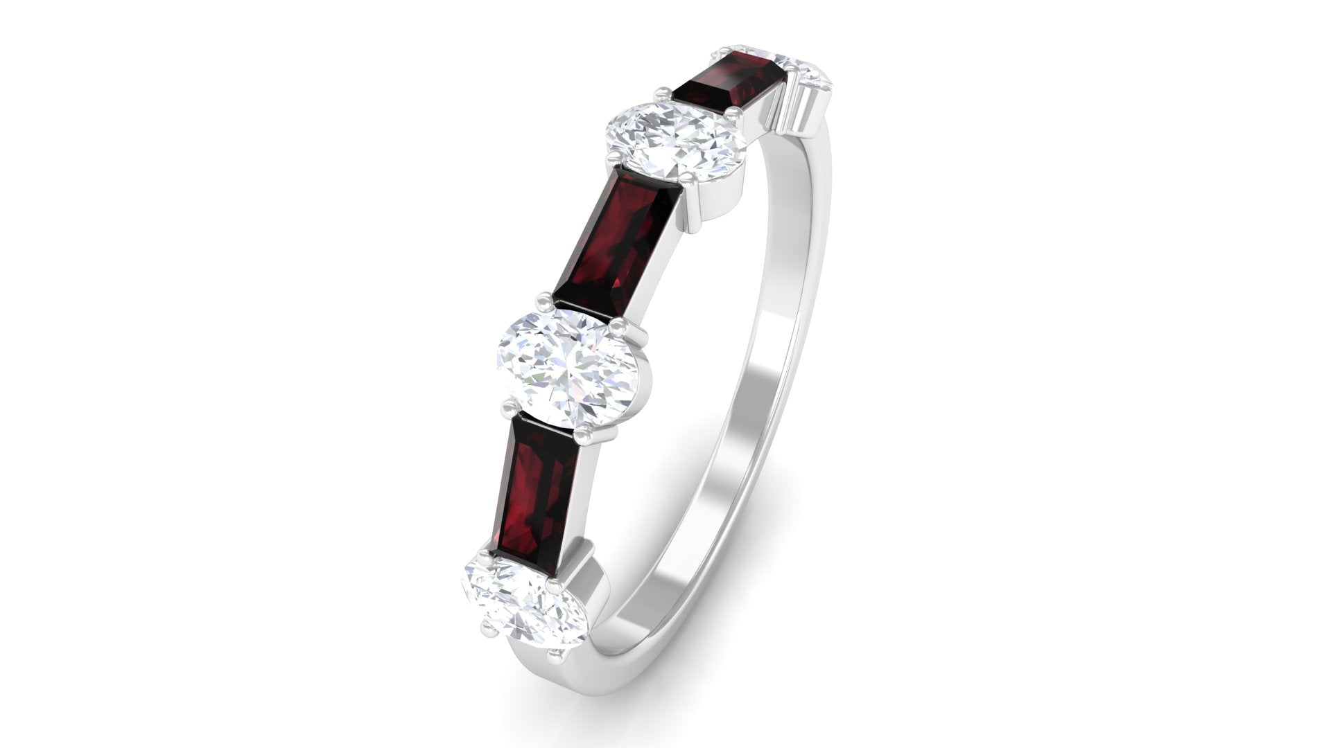 Pure Garnet and Diamond Half Eternity Ring Garnet - ( AAA ) - Quality - Rosec Jewels