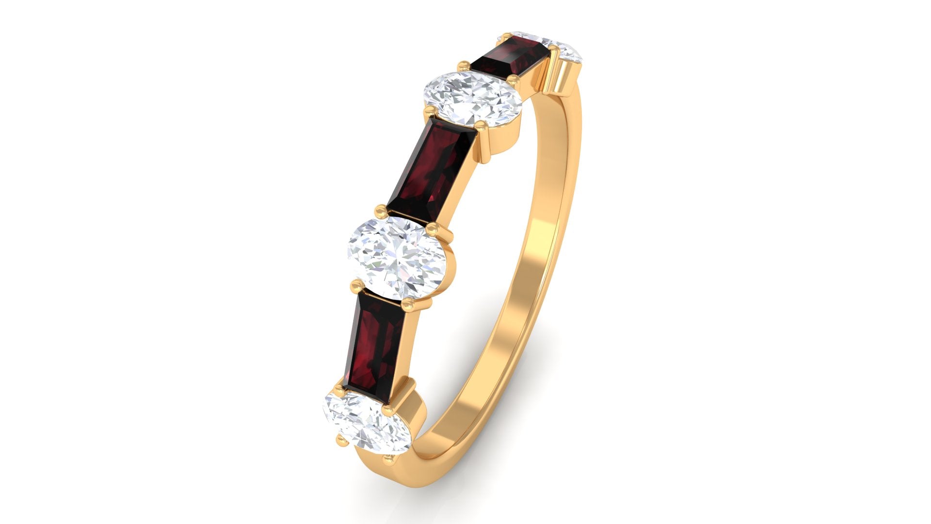 Pure Garnet and Diamond Half Eternity Ring Garnet - ( AAA ) - Quality - Rosec Jewels