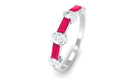 Half Eternity Ring with Red Ruby and Diamond Ruby - ( AAA ) - Quality - Rosec Jewels