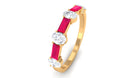 Half Eternity Ring with Red Ruby and Diamond Ruby - ( AAA ) - Quality - Rosec Jewels