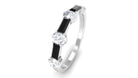 Certified Black Onyx and Moissanite Half Eternity Ring Black Onyx - ( AAA ) - Quality - Rosec Jewels