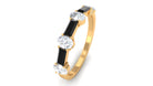 Certified Black Onyx and Moissanite Half Eternity Ring Black Onyx - ( AAA ) - Quality - Rosec Jewels