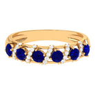 Blue Sapphire and Diamond Designer Anniversary Ring Blue Sapphire - ( AAA ) - Quality - Rosec Jewels