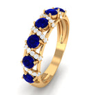 Blue Sapphire and Diamond Designer Anniversary Ring Blue Sapphire - ( AAA ) - Quality - Rosec Jewels