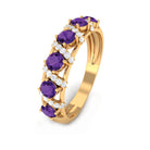 3/4 CT Amethyst and Diamond Designer Anniversary Ring Amethyst - ( AAA ) - Quality - Rosec Jewels