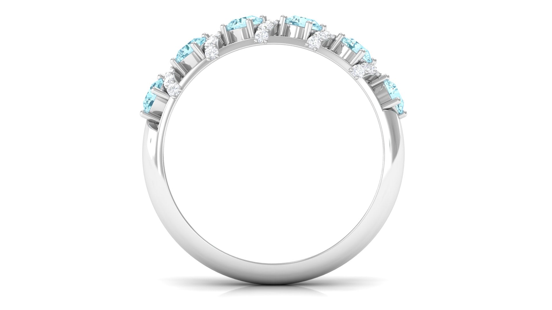 Aquamarine and Diamond Designer Anniversary Ring Aquamarine - ( AAA ) - Quality - Rosec Jewels