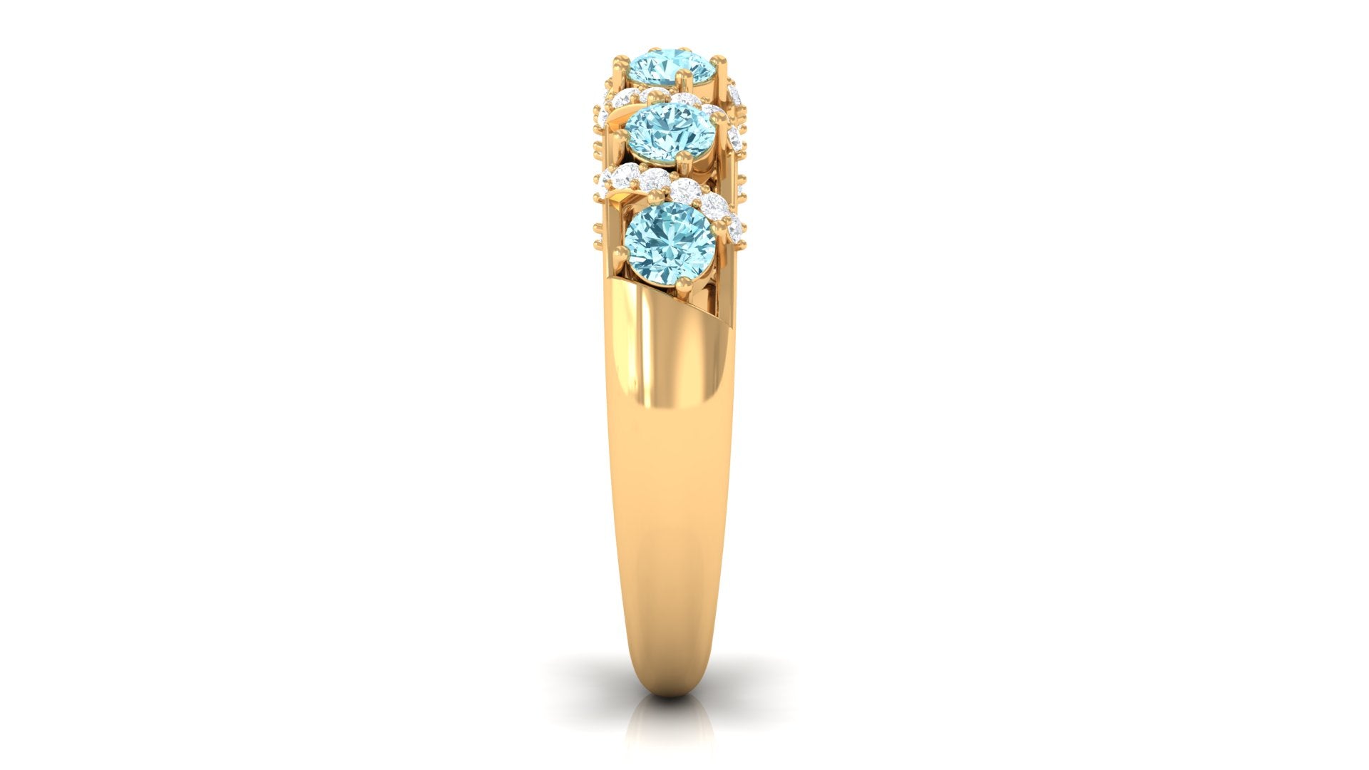 Aquamarine and Diamond Designer Anniversary Ring Aquamarine - ( AAA ) - Quality - Rosec Jewels