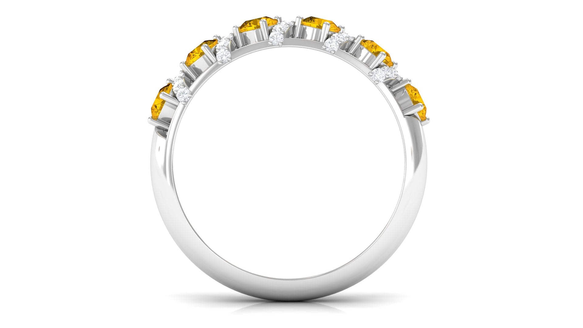 Yellow Sapphire Designer Anniversary Ring Yellow Sapphire - ( AAA ) - Quality - Rosec Jewels