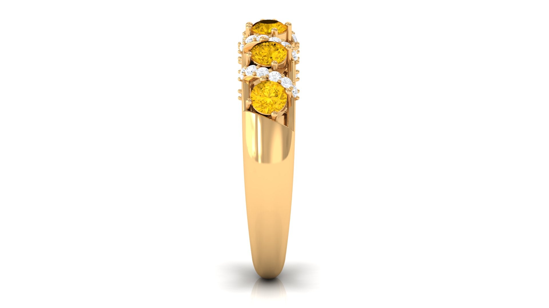 Yellow Sapphire Designer Anniversary Ring Yellow Sapphire - ( AAA ) - Quality - Rosec Jewels