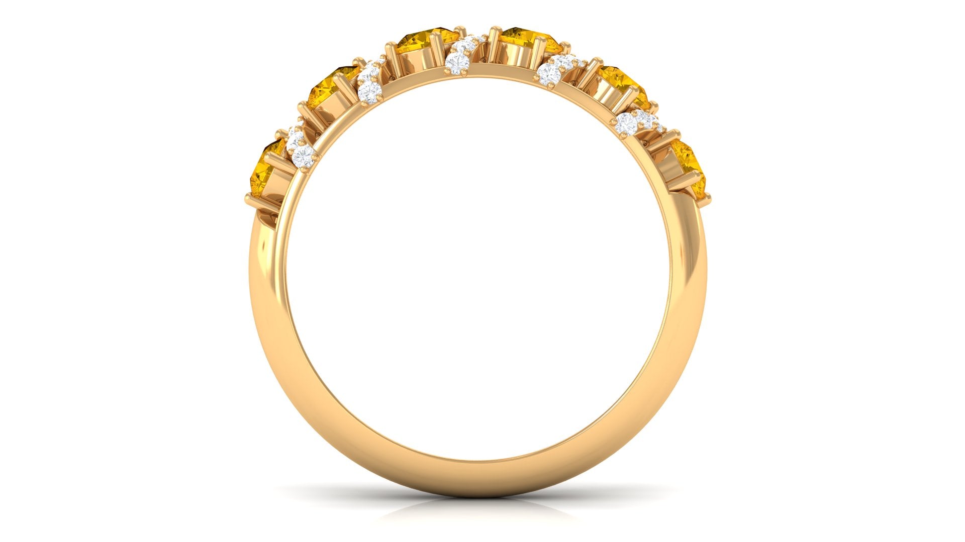 Yellow Sapphire Designer Anniversary Ring Yellow Sapphire - ( AAA ) - Quality - Rosec Jewels