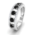 1 CT Natural Black Diamond Anniversary Ring with Moissanite Black Diamond - ( AAA ) - Quality - Rosec Jewels