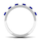 Blue Sapphire and Diamond Anniversary Ring Blue Sapphire - ( AAA ) - Quality - Rosec Jewels