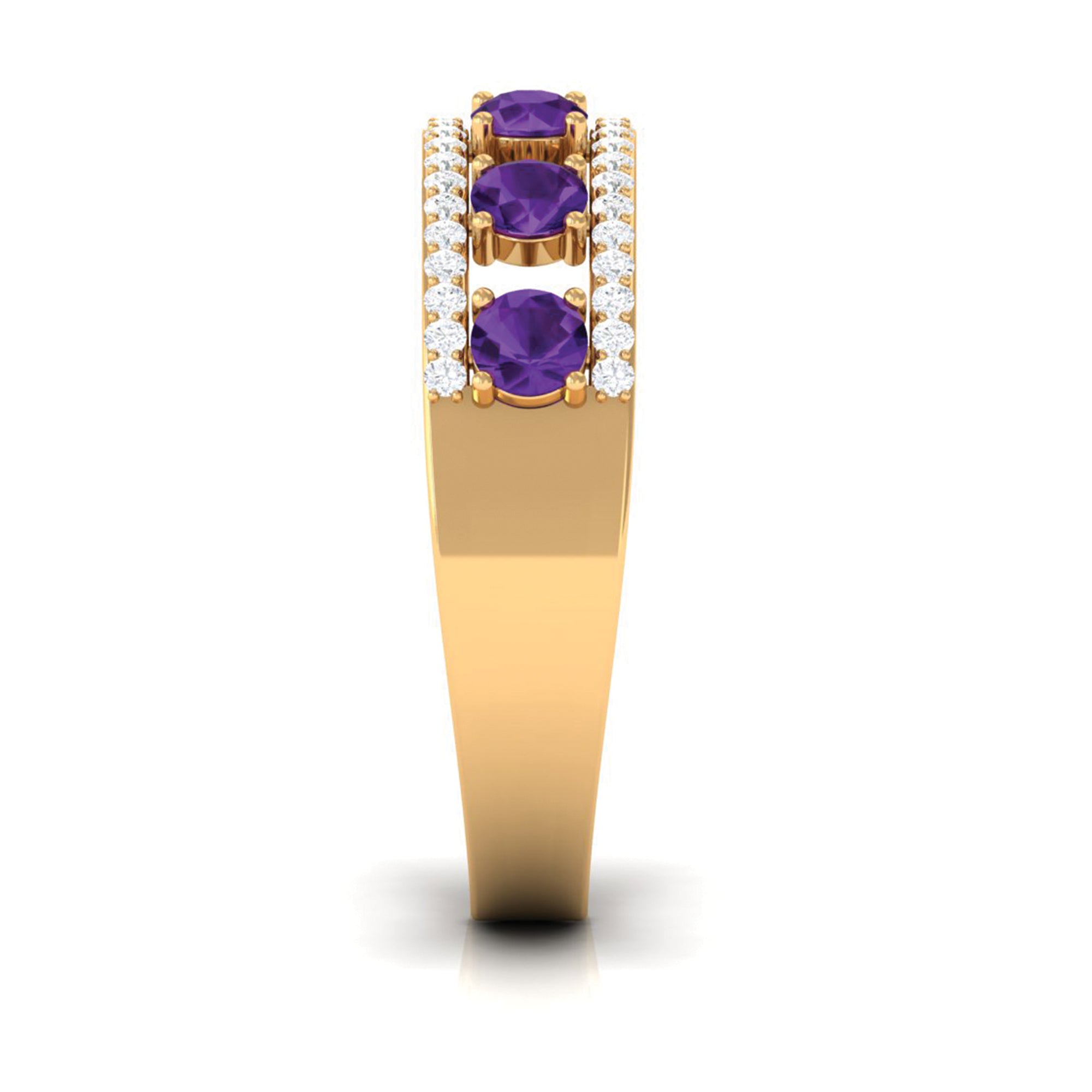 Natural Amethyst and Diamond Anniversary Ring Amethyst - ( AAA ) - Quality - Rosec Jewels