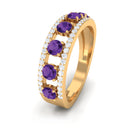 Natural Amethyst and Diamond Anniversary Ring Amethyst - ( AAA ) - Quality - Rosec Jewels