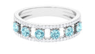 Natural Aquamarine and Diamond Anniversary Ring Aquamarine - ( AAA ) - Quality - Rosec Jewels