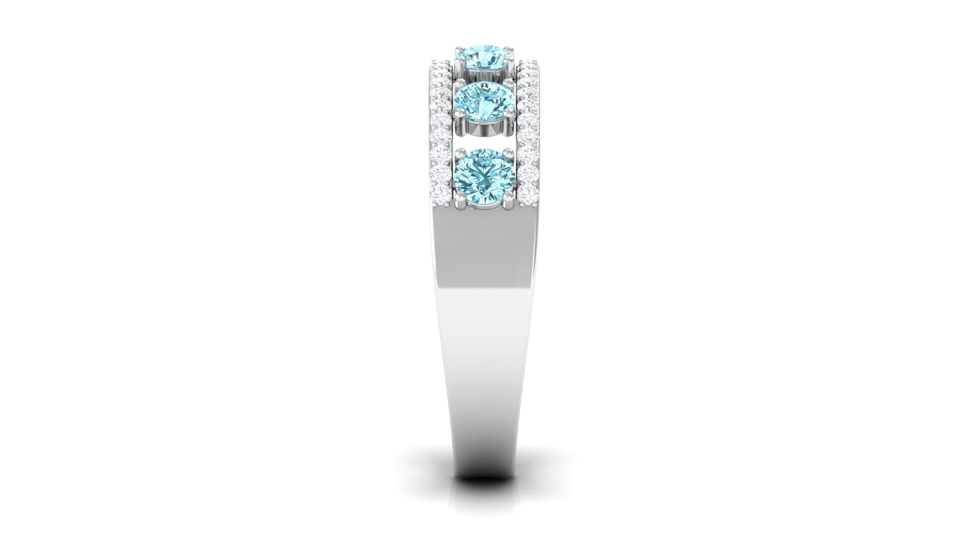 Natural Aquamarine and Diamond Anniversary Ring Aquamarine - ( AAA ) - Quality - Rosec Jewels