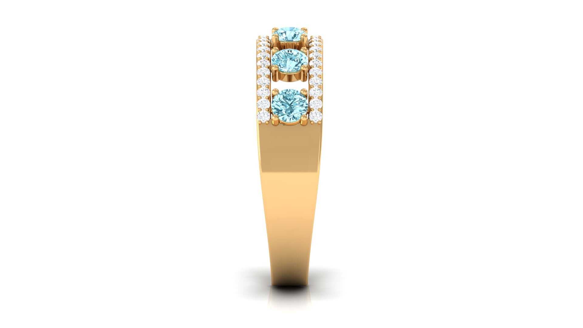 Natural Aquamarine and Diamond Anniversary Ring Aquamarine - ( AAA ) - Quality - Rosec Jewels