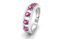 Pink Tourmaline Anniversary Ring with Diamond Pink Tourmaline - ( AAA ) - Quality - Rosec Jewels