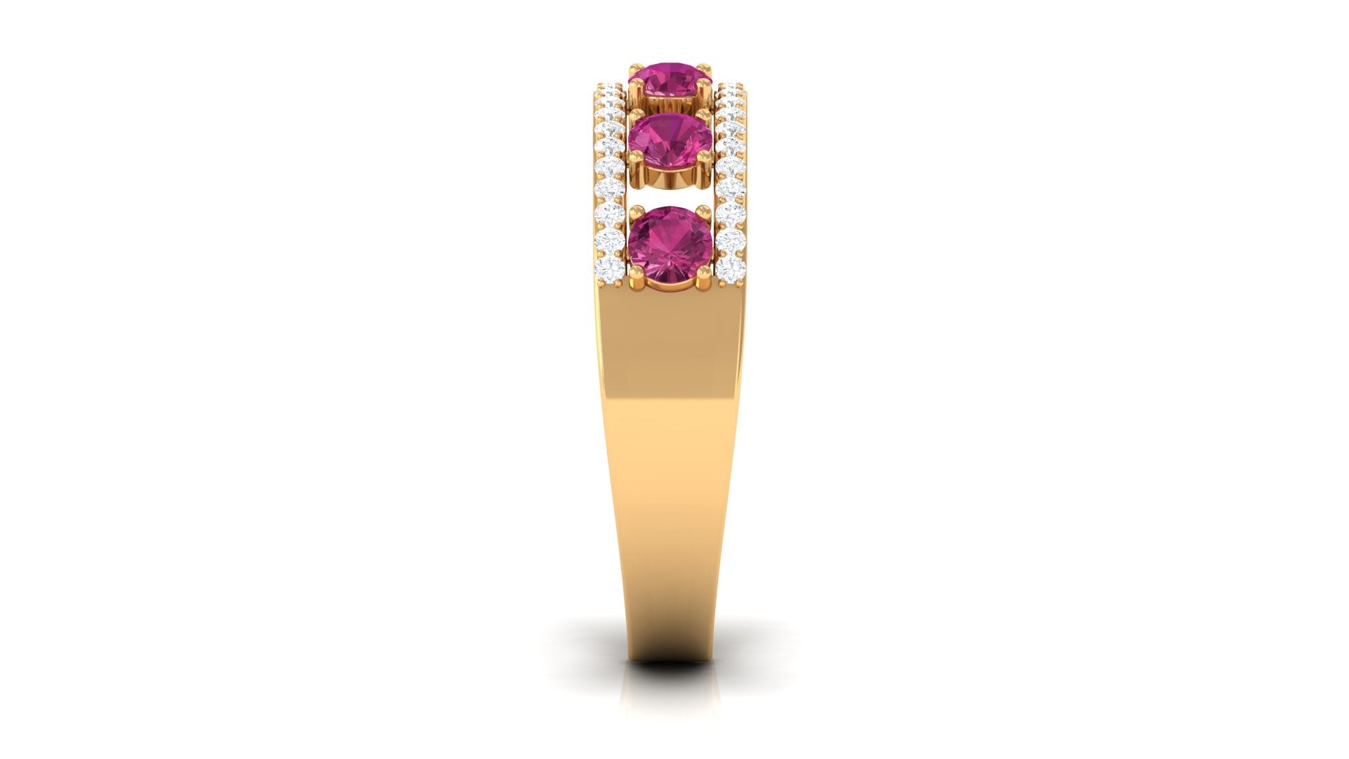 Pink Tourmaline Anniversary Ring with Diamond Pink Tourmaline - ( AAA ) - Quality - Rosec Jewels