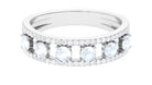 Real Moonstone and Diamond Anniversary Ring Moonstone - ( AAA ) - Quality - Rosec Jewels