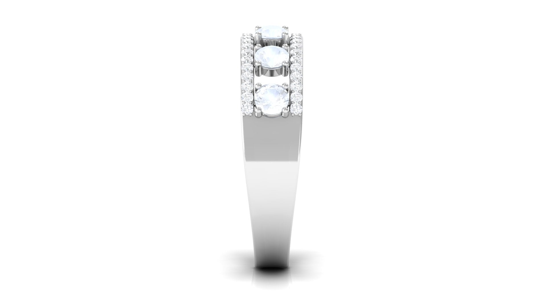 Real Moonstone and Diamond Anniversary Ring Moonstone - ( AAA ) - Quality - Rosec Jewels