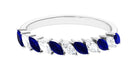 Marquise Blue Sapphire and Diamond Tilted Half Eternity Ring Blue Sapphire - ( AAA ) - Quality - Rosec Jewels