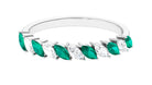 Marquise Emerald and Diamond Tilted Half Eternity Ring Emerald - ( AAA ) - Quality - Rosec Jewels