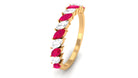 Tilted Half Eternity Ring with Marquise Shape Ruby and Diamond Ruby - ( AAA ) - Quality - Rosec Jewels