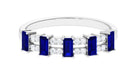 Blue Sapphire and Diamond Wide Half Eternity Ring Blue Sapphire - ( AAA ) - Quality - Rosec Jewels