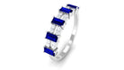 Blue Sapphire and Diamond Wide Half Eternity Ring Blue Sapphire - ( AAA ) - Quality - Rosec Jewels