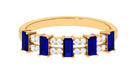 Blue Sapphire and Diamond Wide Half Eternity Ring Blue Sapphire - ( AAA ) - Quality - Rosec Jewels