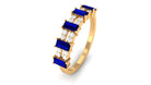 Blue Sapphire and Diamond Wide Half Eternity Ring Blue Sapphire - ( AAA ) - Quality - Rosec Jewels