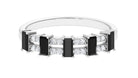 Wide Half Eternity Band Ring with Black Onyx and Diamond Black Onyx - ( AAA ) - Quality - Rosec Jewels