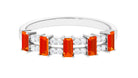 Lab Grown Orange Sapphire and Diamond Half Eternity Ring Lab Created Orange Sapphire - ( AAAA ) - Quality - Rosec Jewels