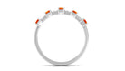 Lab Grown Orange Sapphire and Diamond Half Eternity Ring Lab Created Orange Sapphire - ( AAAA ) - Quality - Rosec Jewels