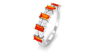 Lab Grown Orange Sapphire and Diamond Half Eternity Ring Lab Created Orange Sapphire - ( AAAA ) - Quality - Rosec Jewels