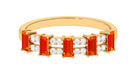 Lab Grown Orange Sapphire and Diamond Half Eternity Ring Lab Created Orange Sapphire - ( AAAA ) - Quality - Rosec Jewels