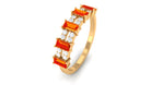 Lab Grown Orange Sapphire and Diamond Half Eternity Ring Lab Created Orange Sapphire - ( AAAA ) - Quality - Rosec Jewels